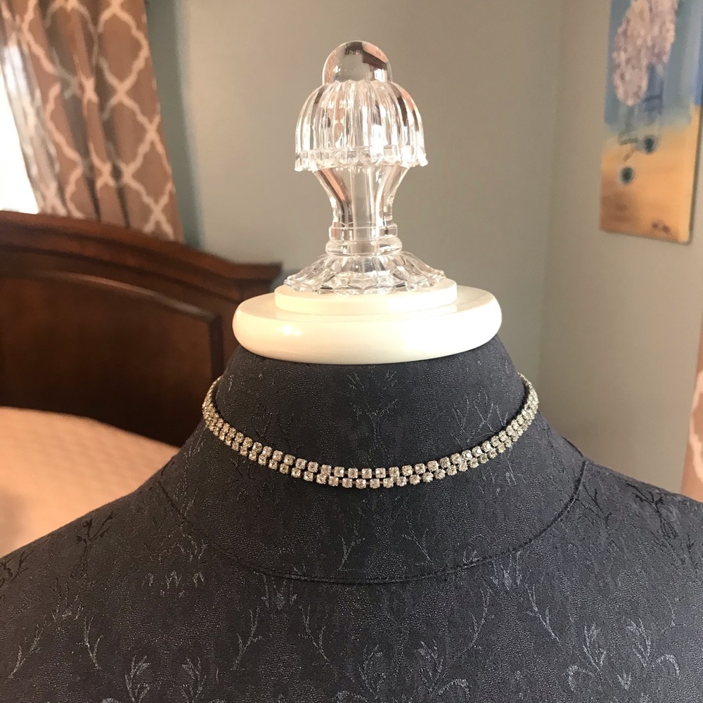 Vintage ~ Two Strand Rhinestone Choker Necklace